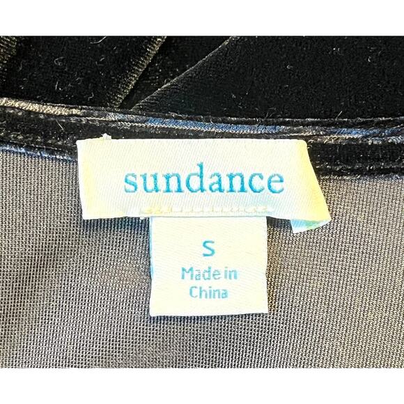 Sundance Blouse Womens Small Black Velvet Surplus Minimalist Witchy Goth Stretch - Picture 8 of 9